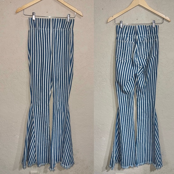 SMYM | Berkeley Bells Blue Coast Stripe Flare Pants Size: XS - Picture 3 of 9
